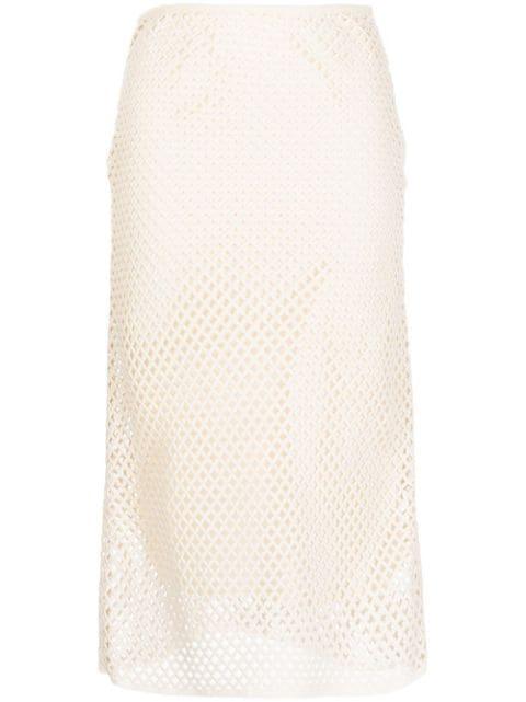 open-knit midi skirt by GOEN.J