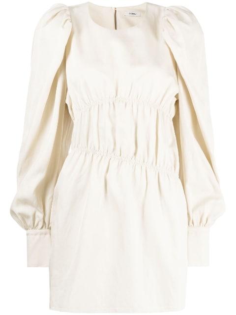 puffed-sleeves ruched dress by GOEN.J