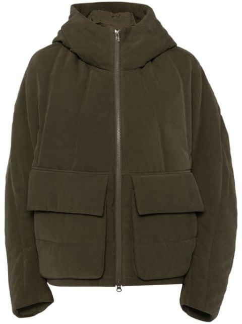 quilted hood puffer jacket by GOEN.J