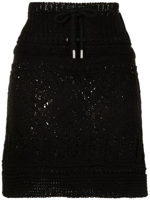 ribbed crochet-knit mini skirt by GOEN.J