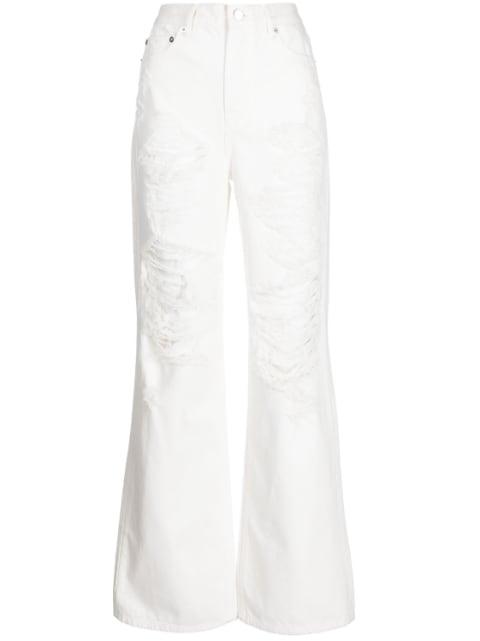 ripped high-rise straight-leg jeans by GOEN.J