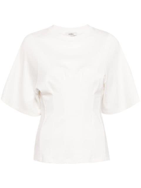 ruched-detailing cotton T-shirt by GOEN.J