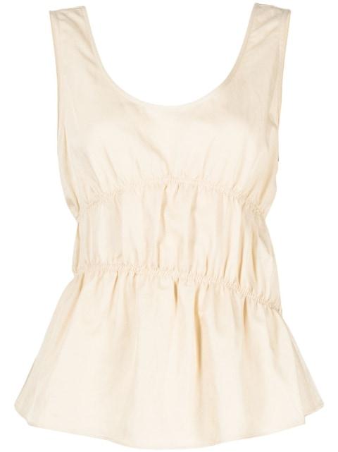 ruched sleeveless top by GOEN.J