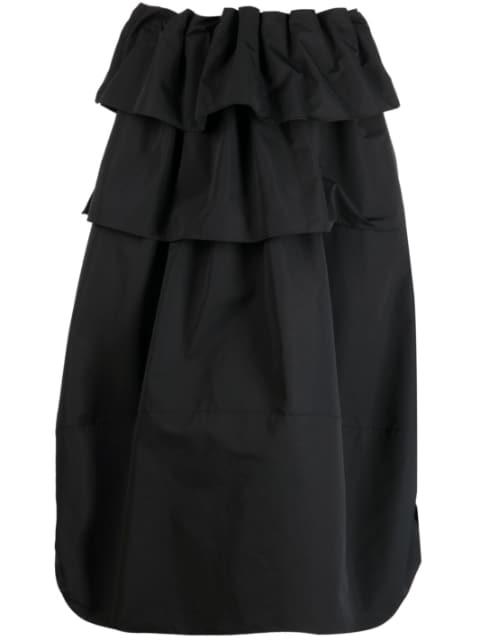 ruffled midi skirt by GOEN.J