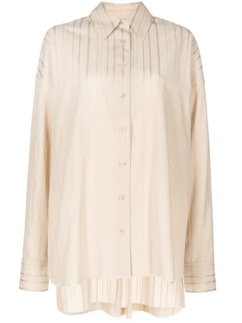 striped metallic-threading shirt by GOEN.J