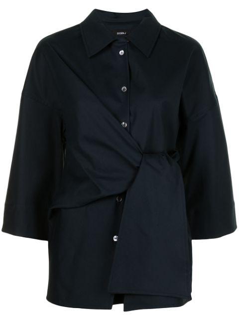 tie-waist longline shirt by GOEN.J