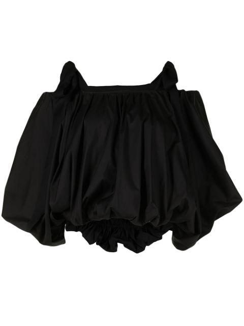 voluminous-shape cotton-blend blouse by GOEN.J