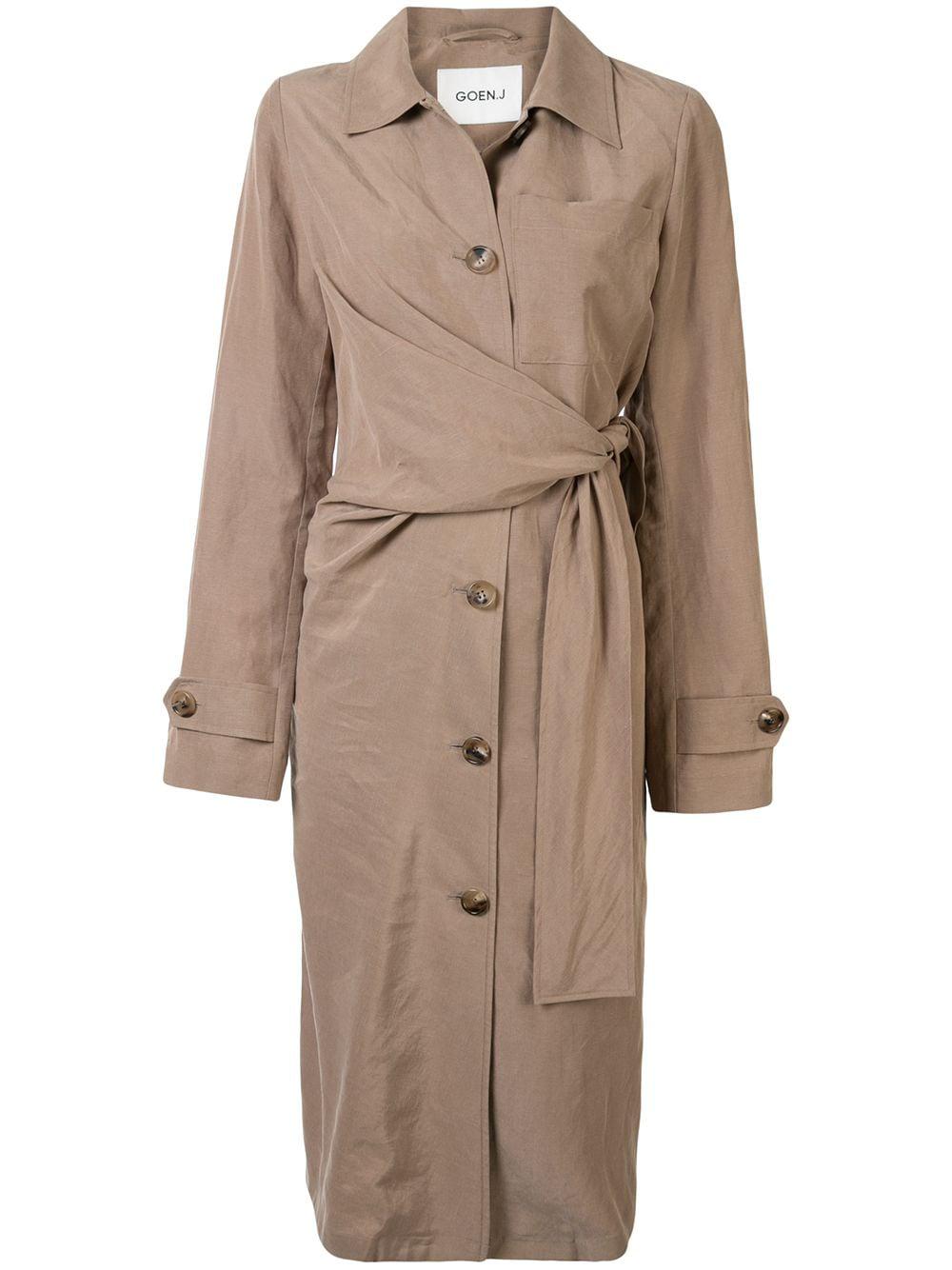 waist-tied trench coat by GOEN.J