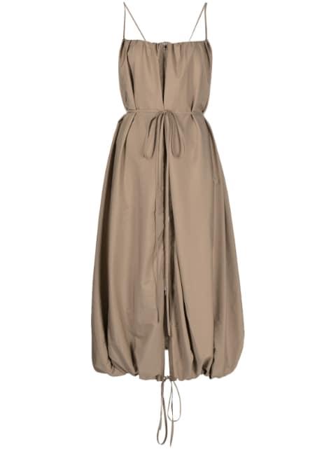 zip-embellished ballon taffeta dress by GOEN.J