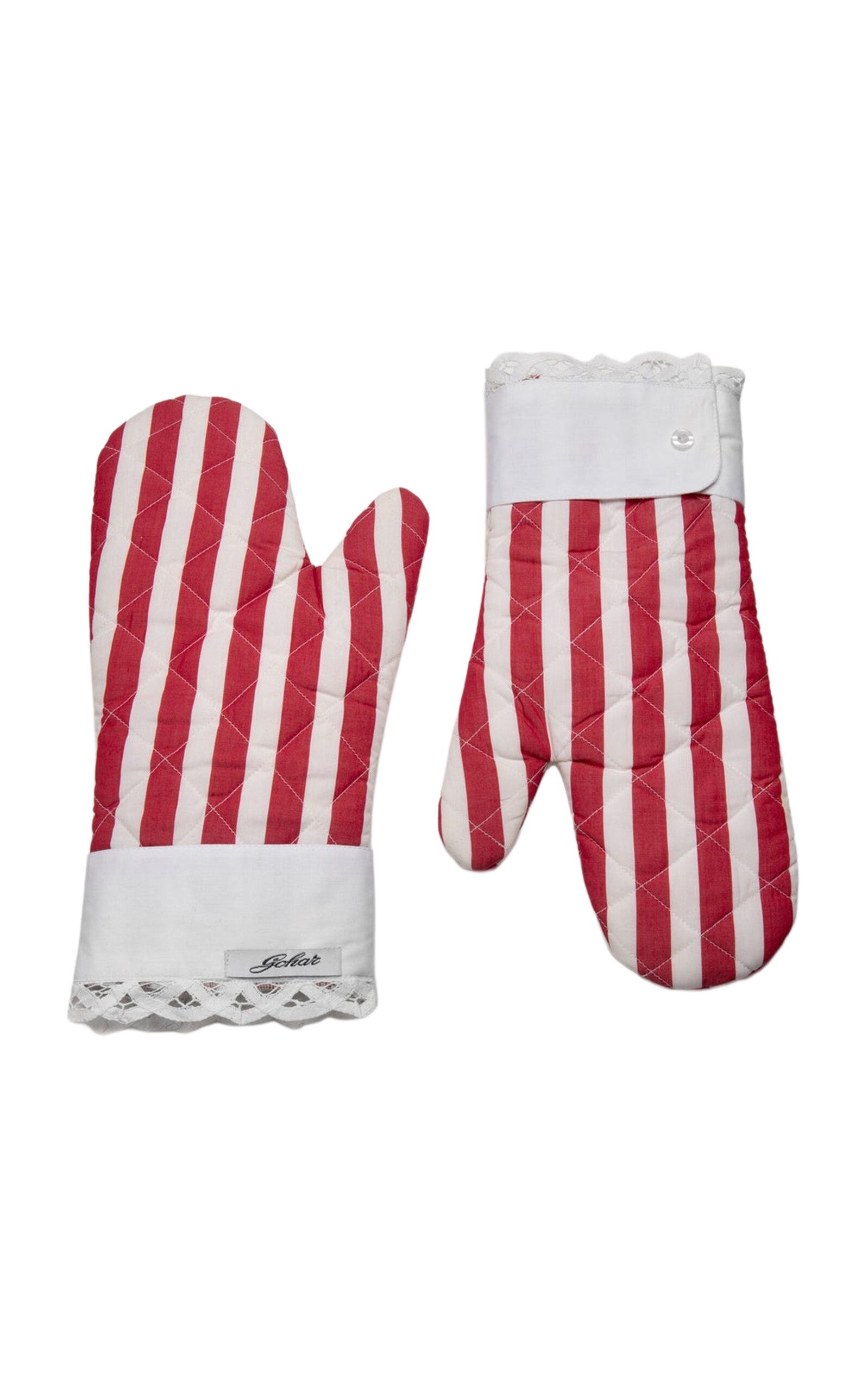Gohar World - Cotton Oven Gloves - Red - Moda Operandi by GOHAR WORLD