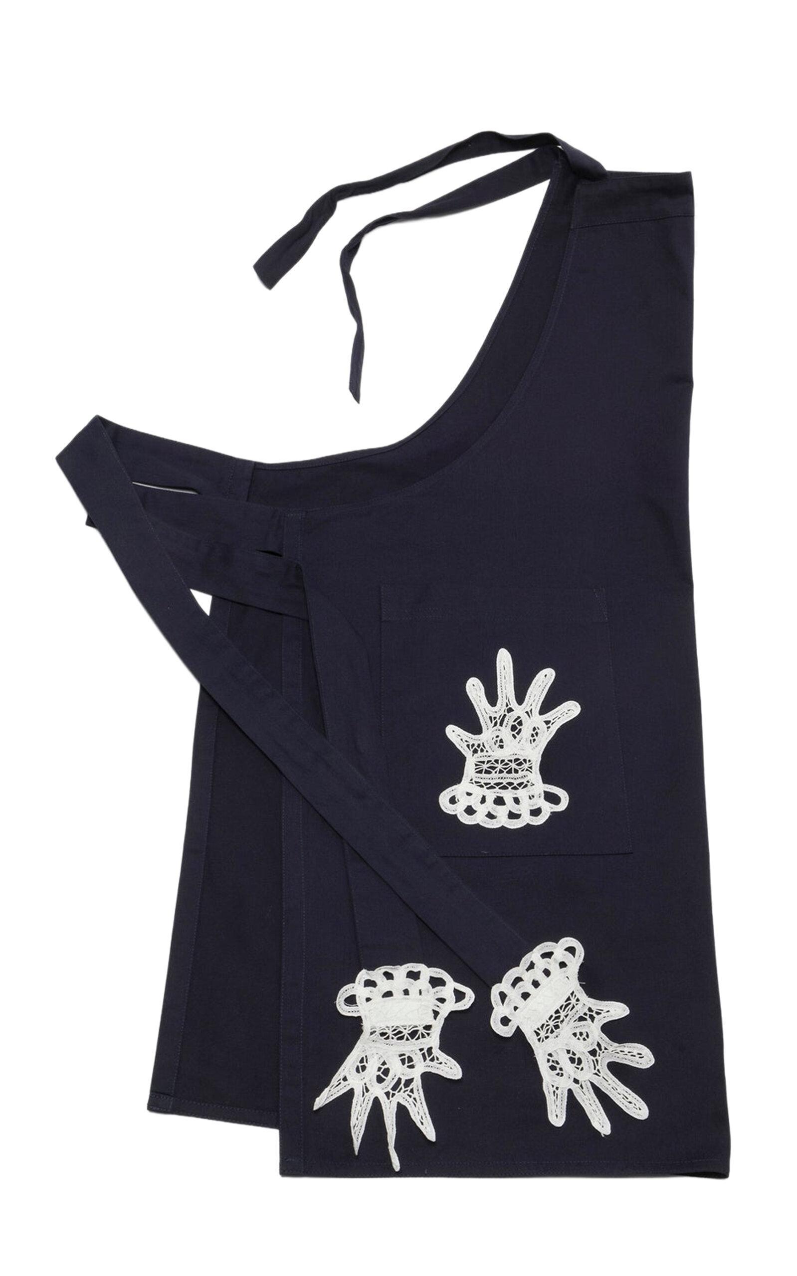 Gohar World - Full Hands Lace-Embroidered Apron - Navy - Moda Operandi by GOHAR WORLD