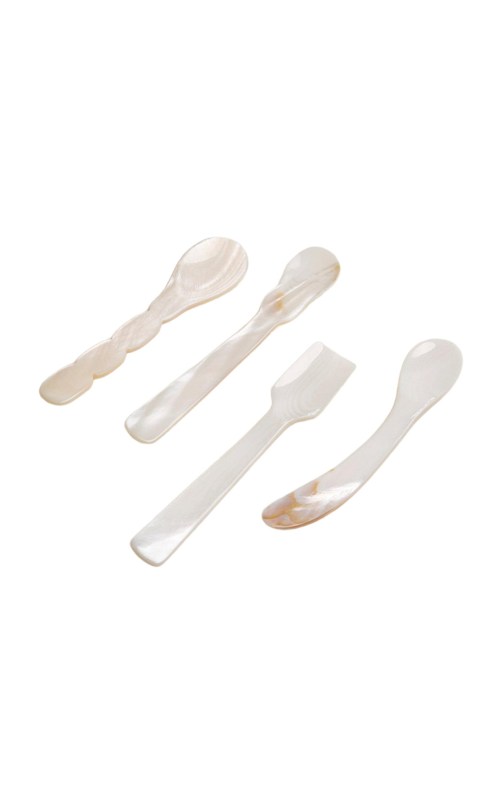 Gohar World - Set-of-Four Mother-of-Pearl Spoons - White - Moda Operandi by GOHAR WORLD