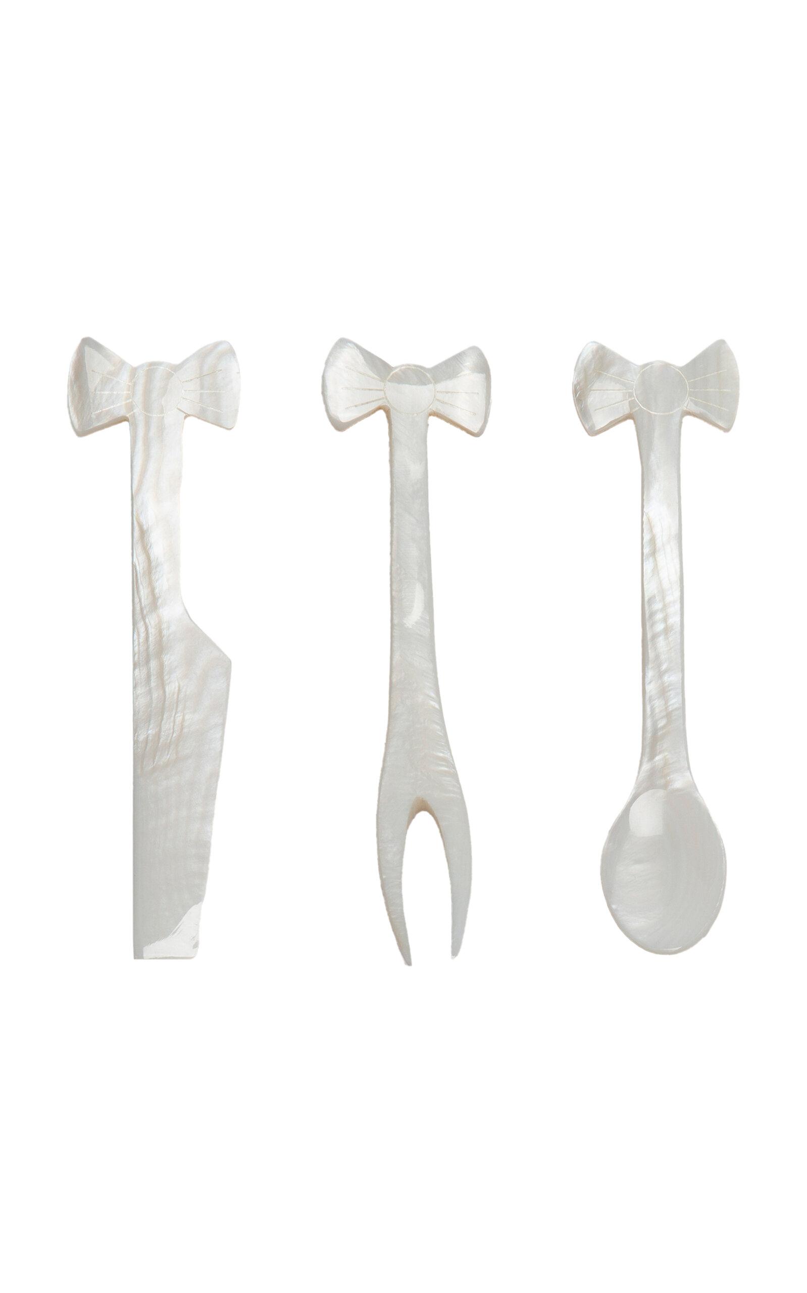 Gohar World - Set-of-Three Bow Mother of Pearl Serving Set - N/a - Moda Operandi by GOHAR WORLD