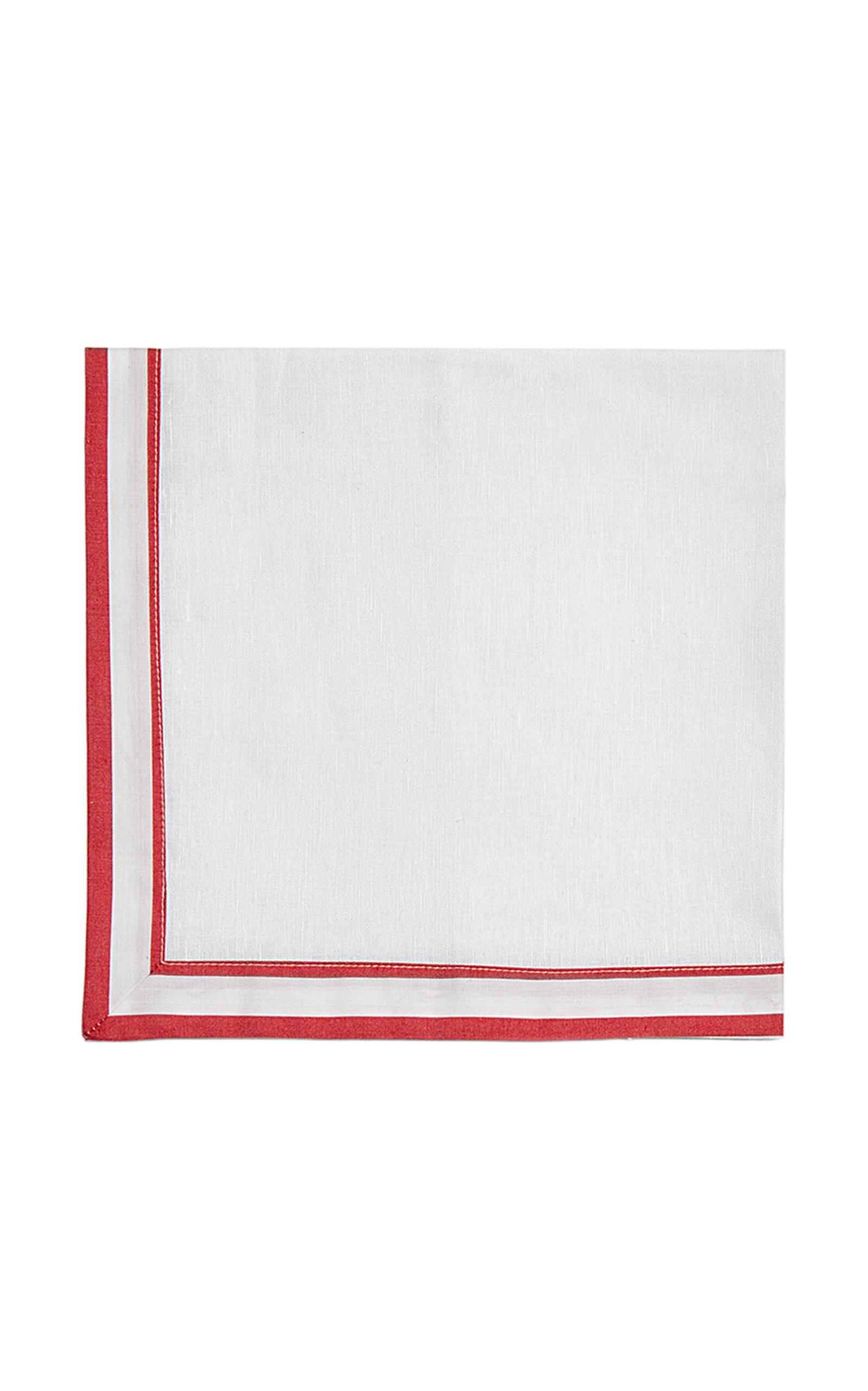 Gohar World - Set-of-Two Striped Cotton-Linen Dinner Napkins - Red - Moda Operandi by GOHAR WORLD