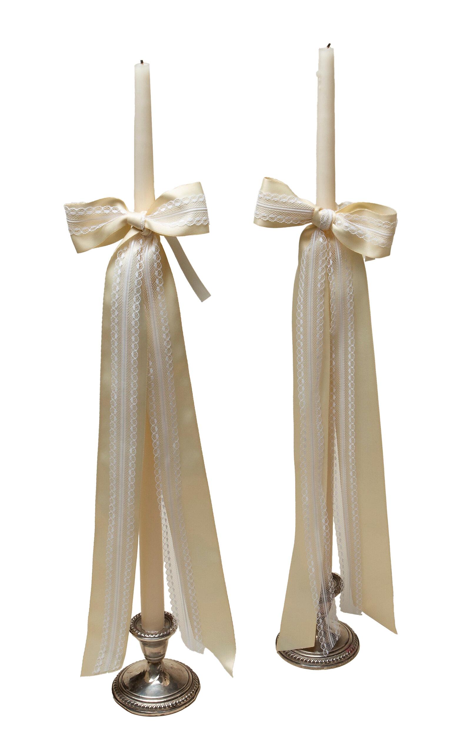 Gohar World - Taper Candle With Lace Bow - Multi - Moda Operandi by GOHAR WORLD