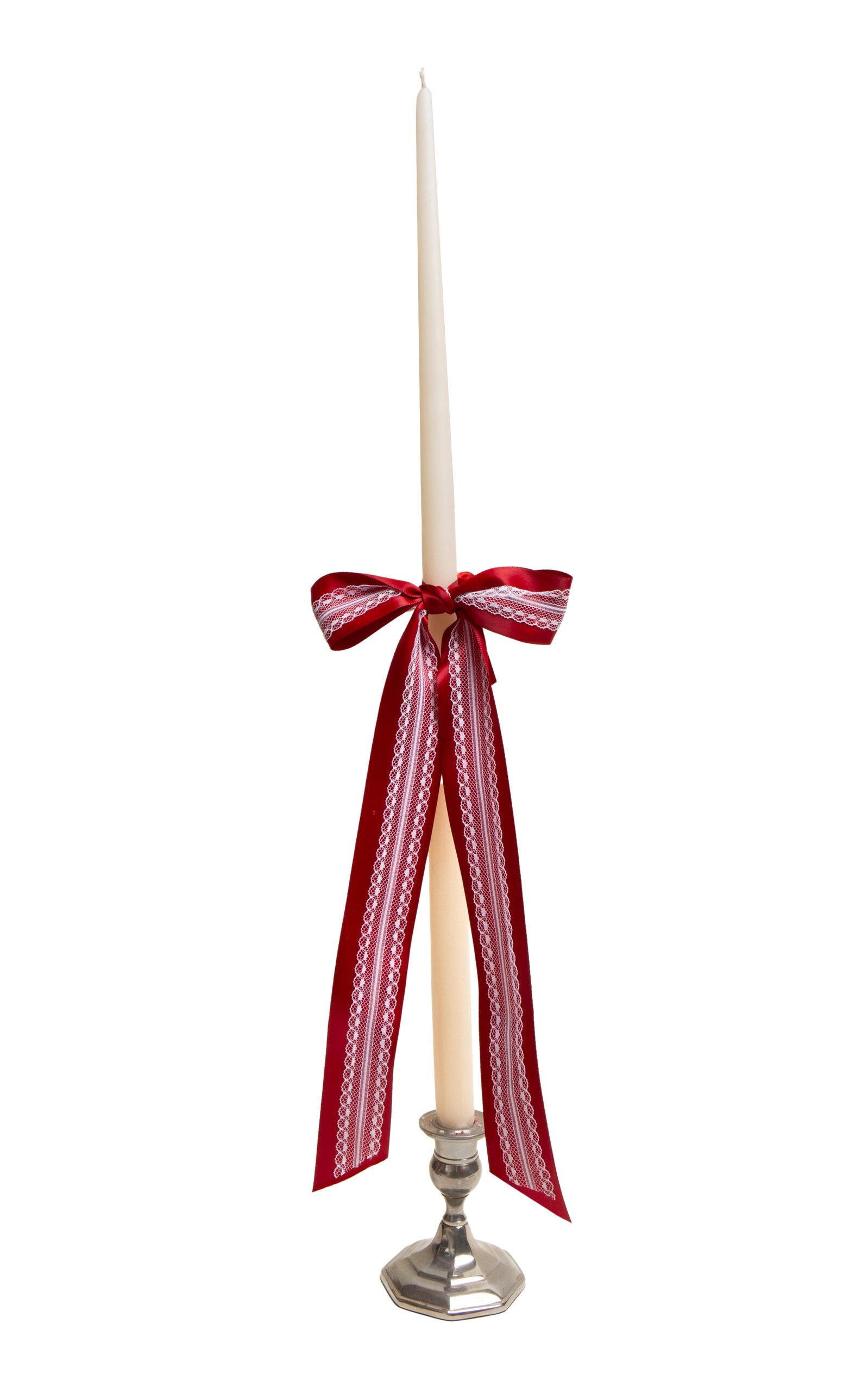 Gohar World - Taper Candle With Lace Bow - Red - Moda Operandi by GOHAR WORLD