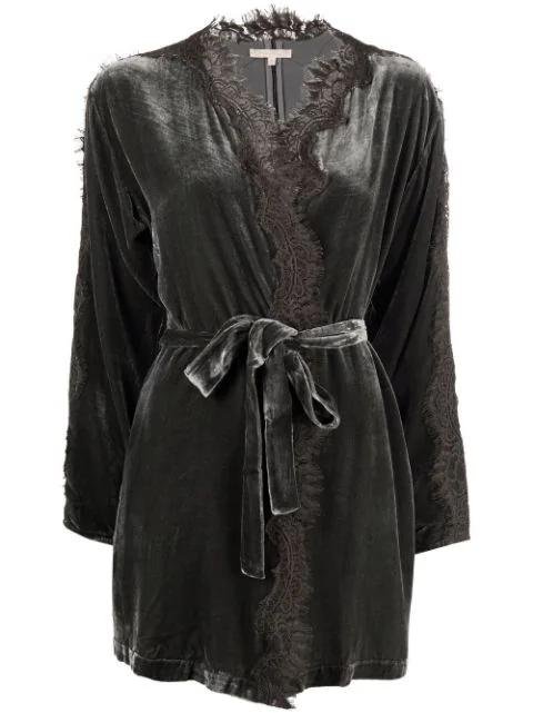lace-trim belted coat by GOLD HAWK