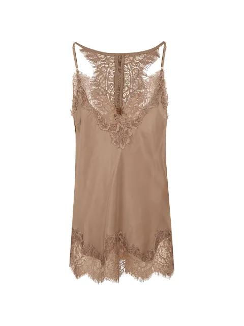 lace-trim silk top by GOLD HAWK