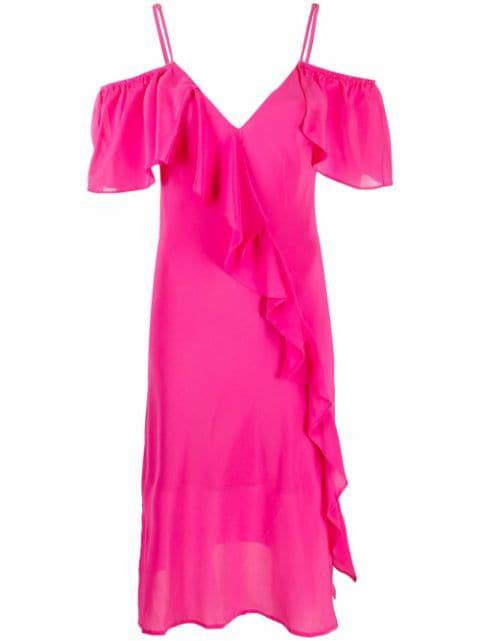 ruffle-detail V-neck dress by GOLD HAWK