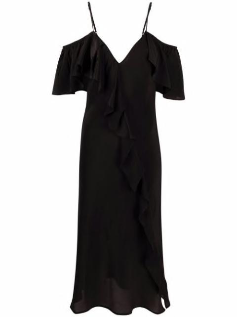 ruffle-detail V-neck dress by GOLD HAWK