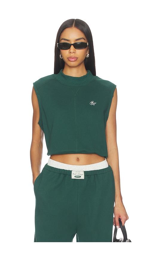 Gold Hinge Mock Neck Sleeveless Top in Dark Green by GOLD HINGE