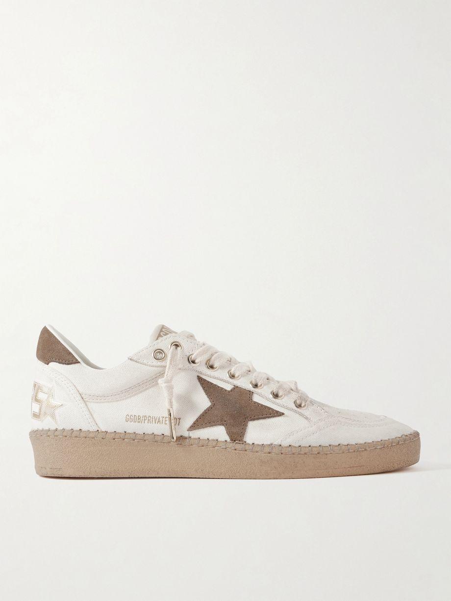 Ball Star distressed suede-trimmed canvas sneakers by GOLDEN GOOSE