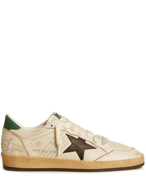 Ball Star with black leather star and green leather heel tab sneakers by GOLDEN GOOSE