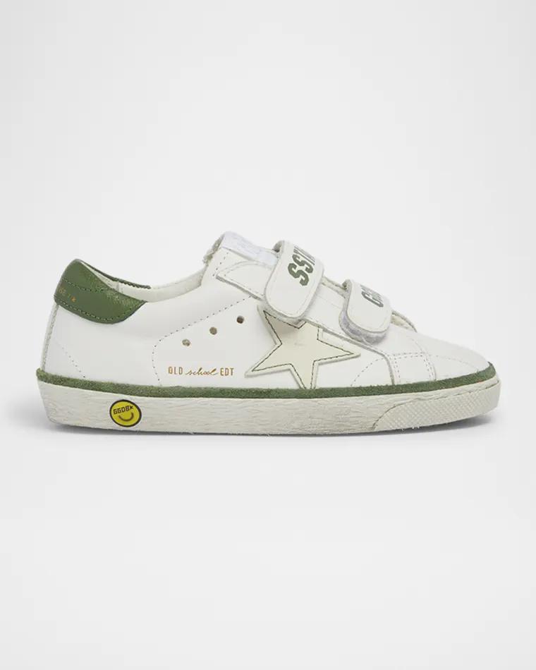 Boy's Old School Leather Double Grip-Strap Sneakers by GOLDEN GOOSE