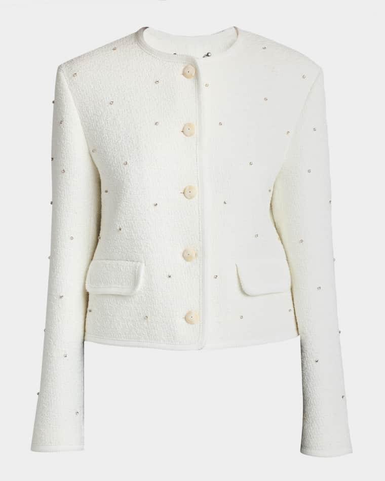 Embroidered Boxy Bouclé Jacket by GOLDEN GOOSE