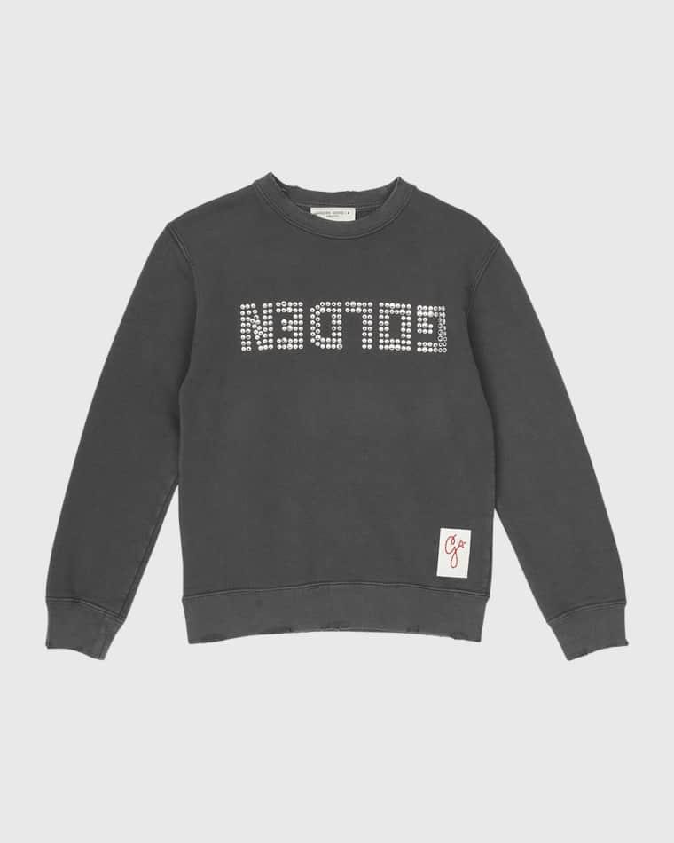 Girl's Golden Embellished Logo-Print Sweatshirt, Size 4-10 by GOLDEN GOOSE