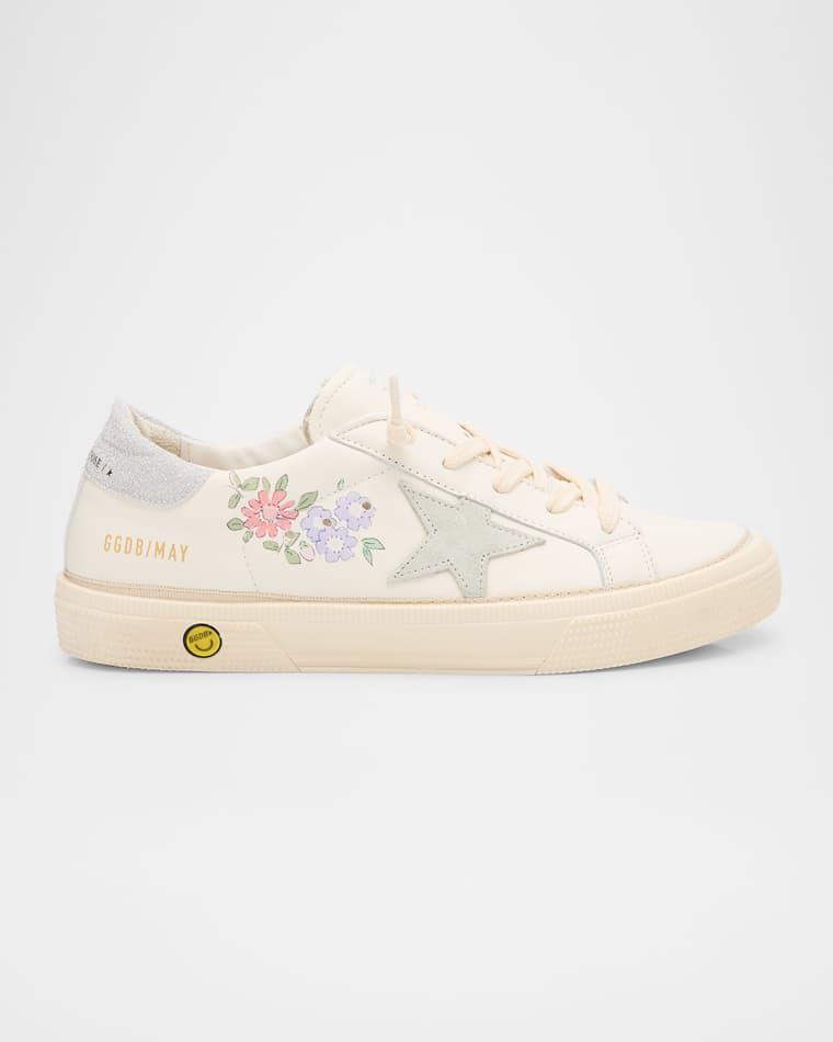 Girl's May Floral Suede Low-Top Sneakers by GOLDEN GOOSE