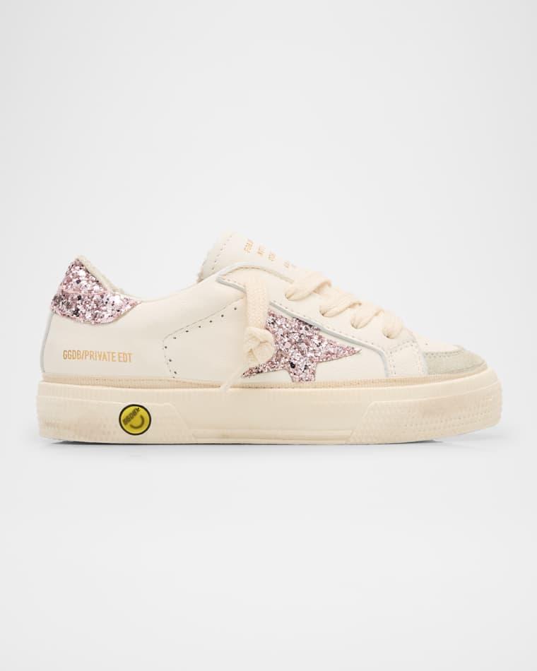 Girl's May Glitter Star Leather Sneakers, Baby/Toddler by GOLDEN GOOSE