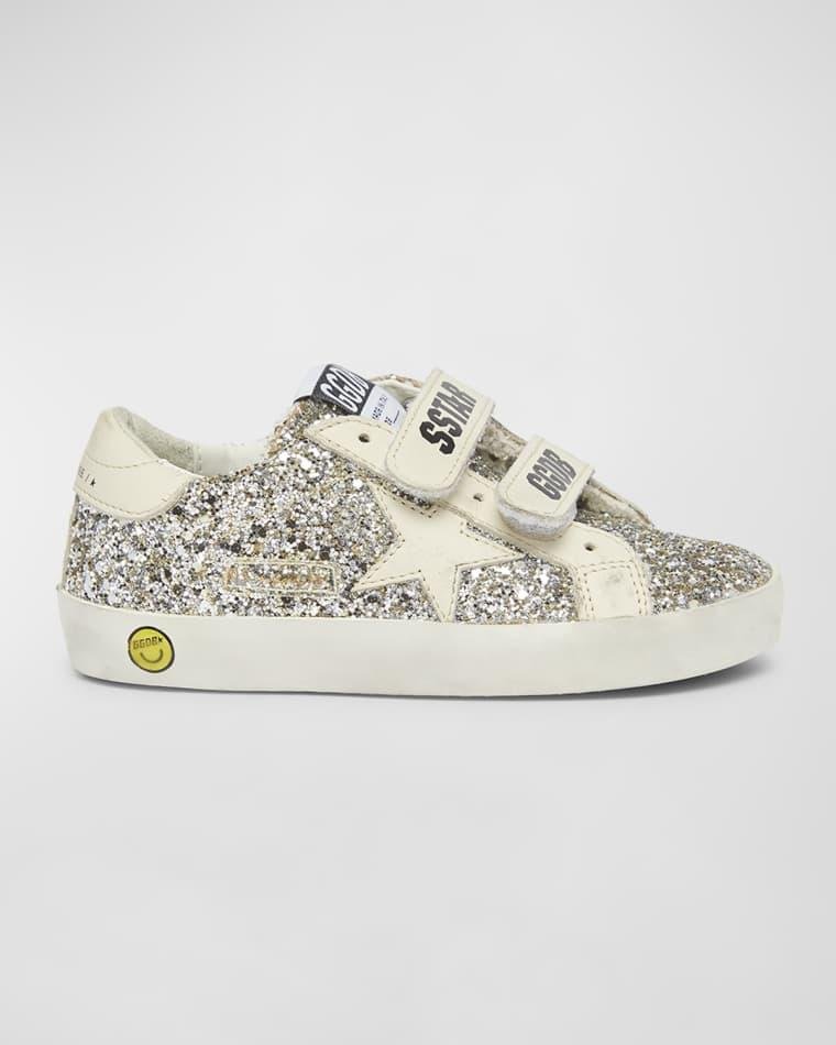 Girl's Old School Glitter Leather Sneakrs by GOLDEN GOOSE