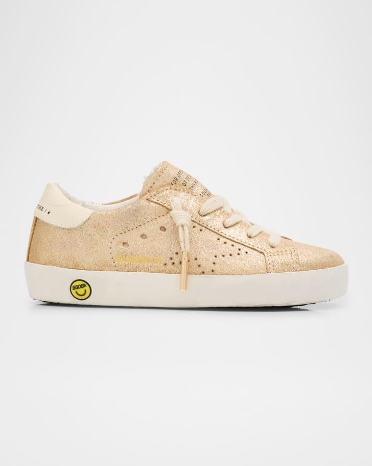 Girl's Super Star Glittered Suede Low-Top Sneakers by GOLDEN GOOSE