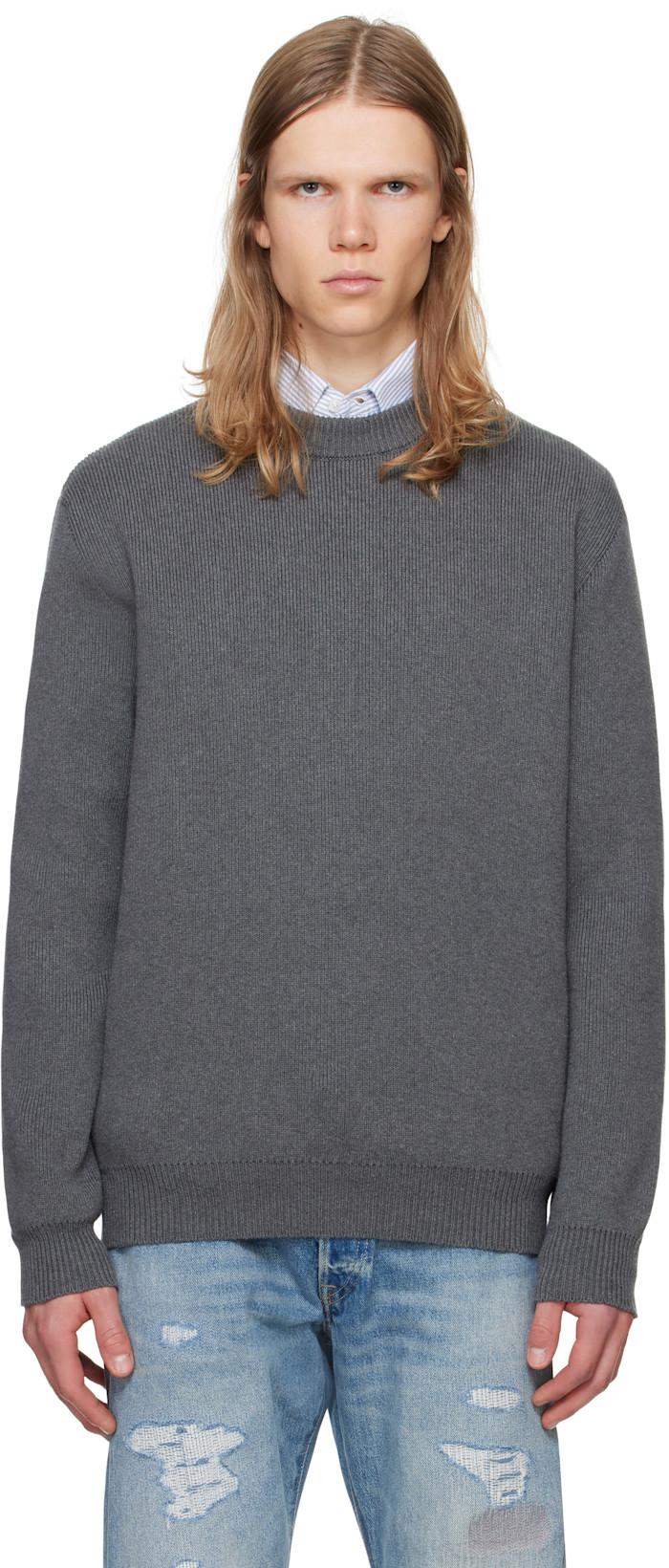 Gray Round-Neck Logo Sweater by GOLDEN GOOSE