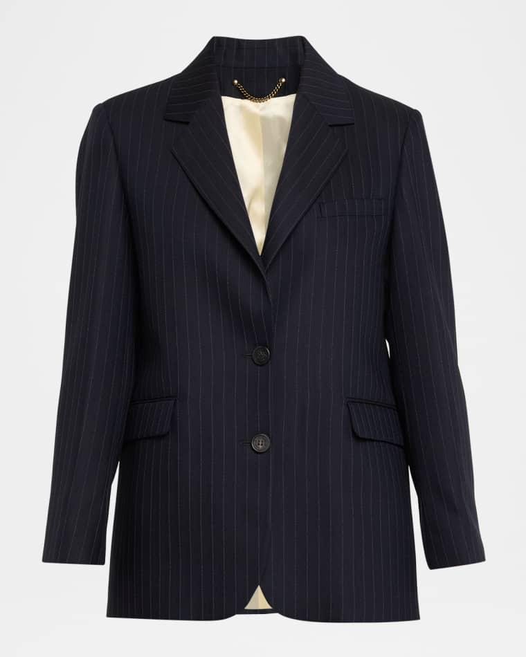 Journey Pinstripe Wool Jacket by GOLDEN GOOSE