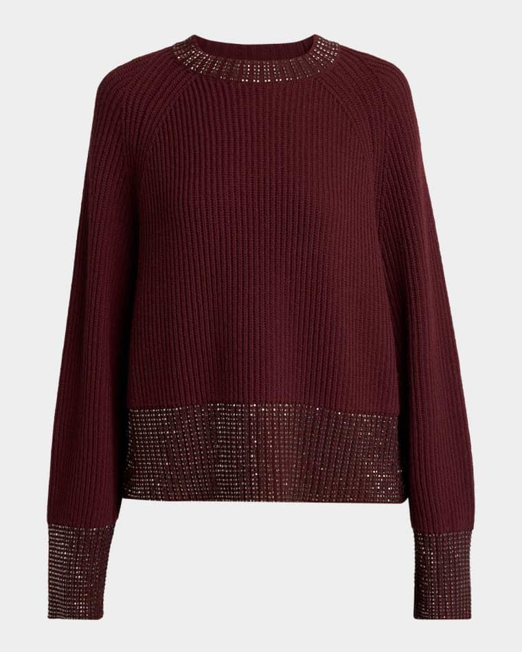 Journey Rhinestone Ribbed Wool Sweater by GOLDEN GOOSE