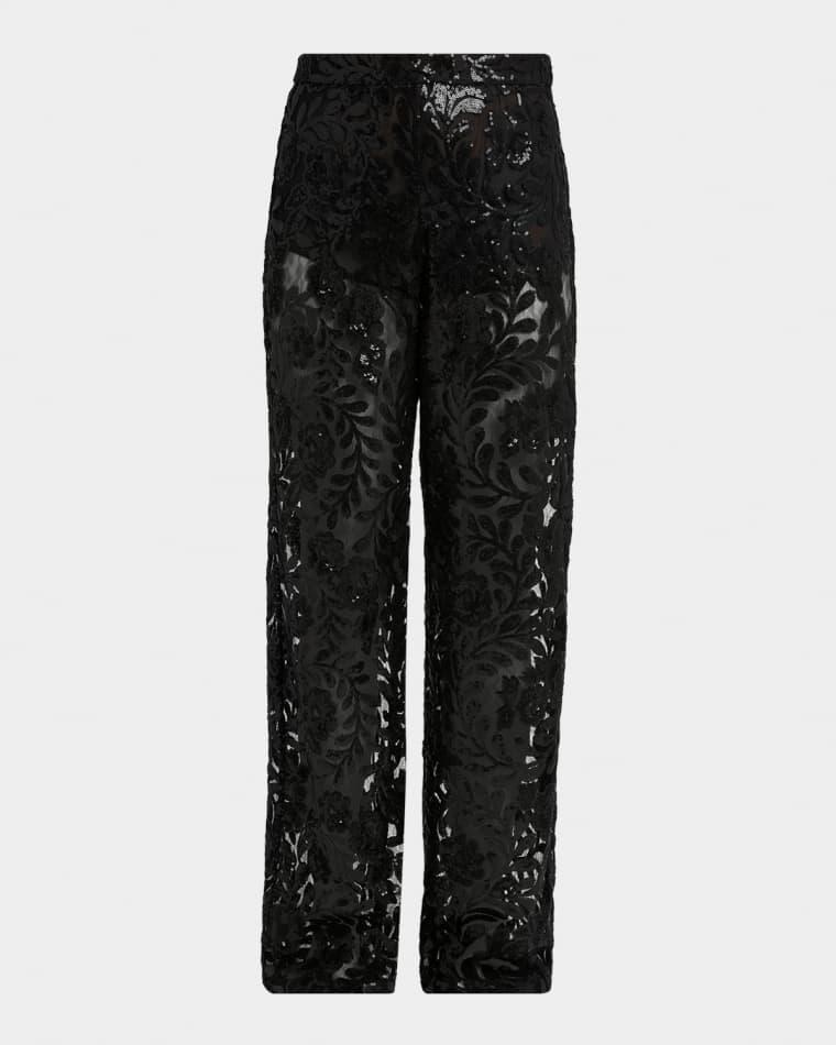 Journey Sequined Floral-Embroidered Tulle Pants by GOLDEN GOOSE