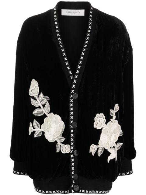Journey embroidered velvet jacket cardigan by GOLDEN GOOSE