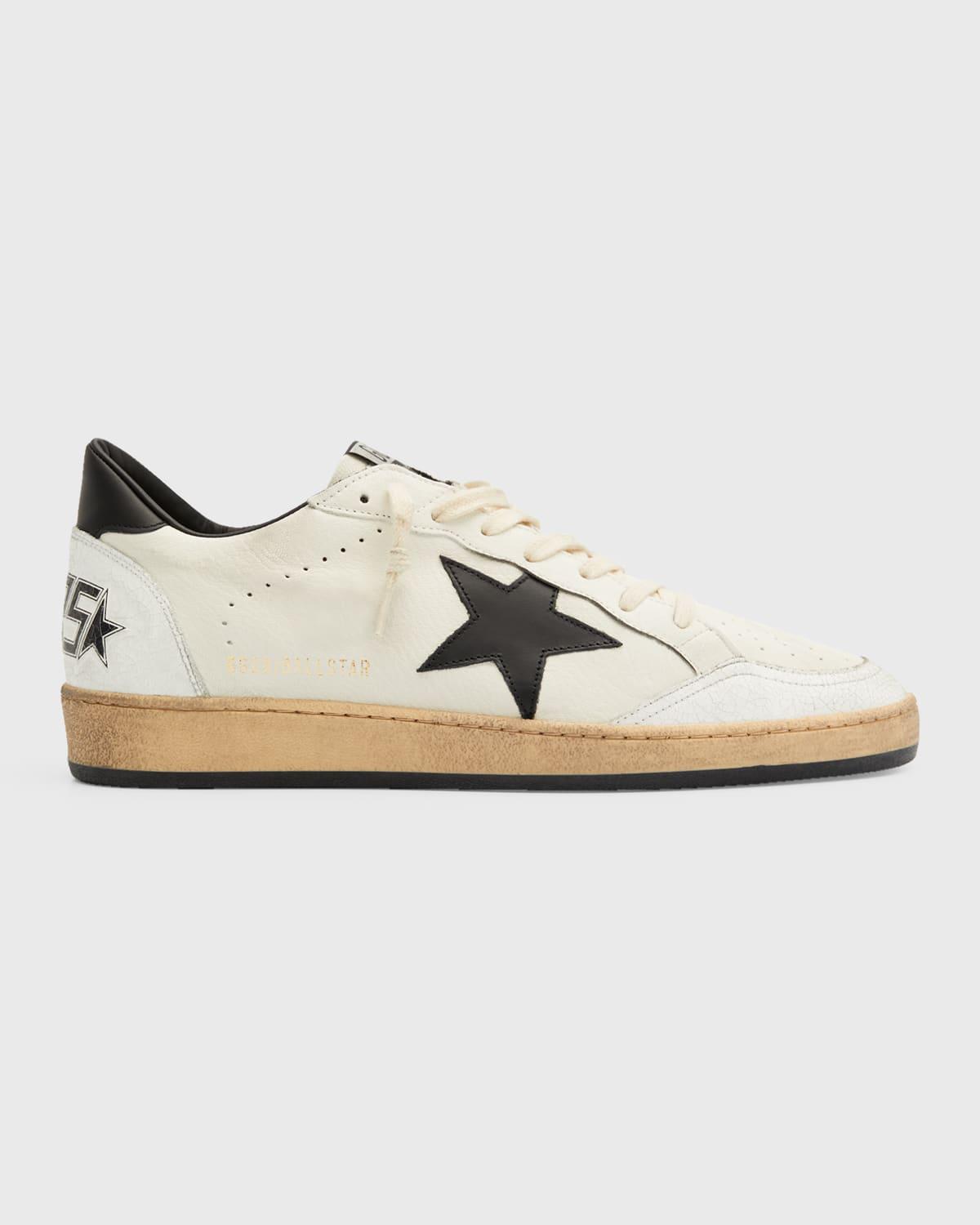 Men's Ball Star Distressed Leather Low-Top Sneakers by GOLDEN GOOSE