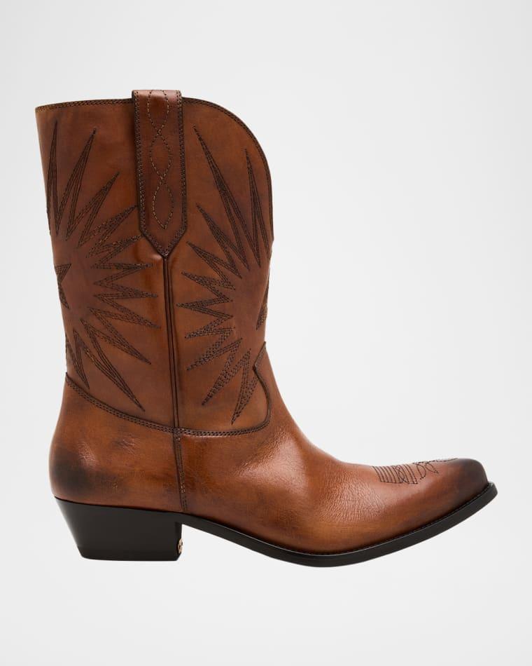 Men's Wish Star Low Leather Cowboy Boots by GOLDEN GOOSE