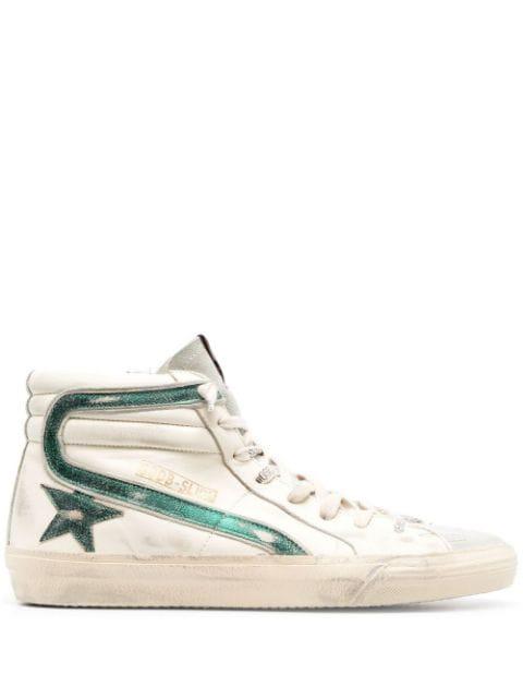 Slide distressed high-top sneakers by GOLDEN GOOSE