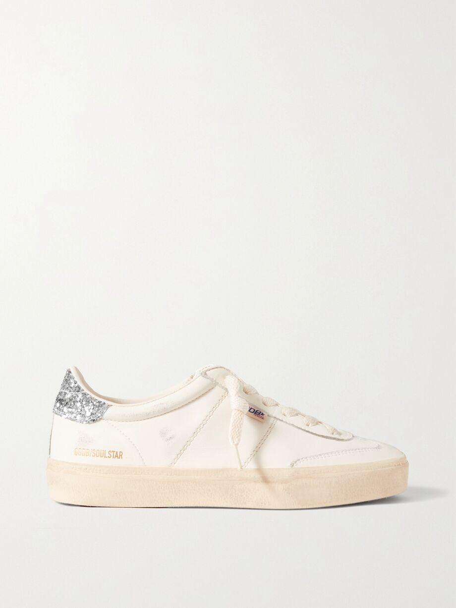 Soul-Star distressed glittered leather sneakers by GOLDEN GOOSE