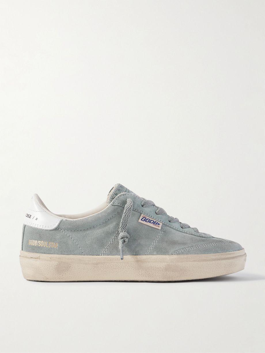 Soul-Star distressed leather-trimmed suede sneakers by GOLDEN GOOSE