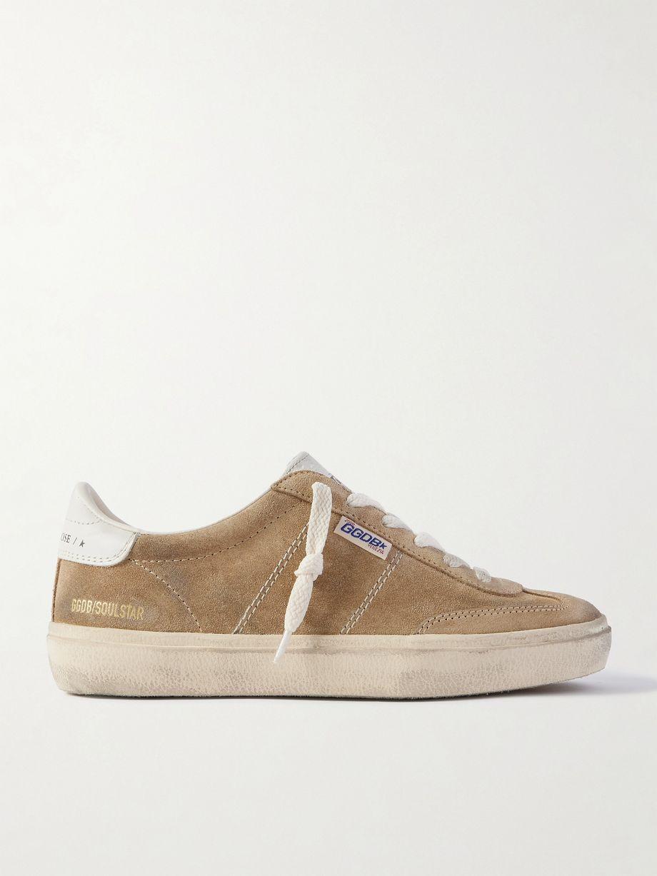Soul-Star distressed leather-trimmed suede sneakers by GOLDEN GOOSE