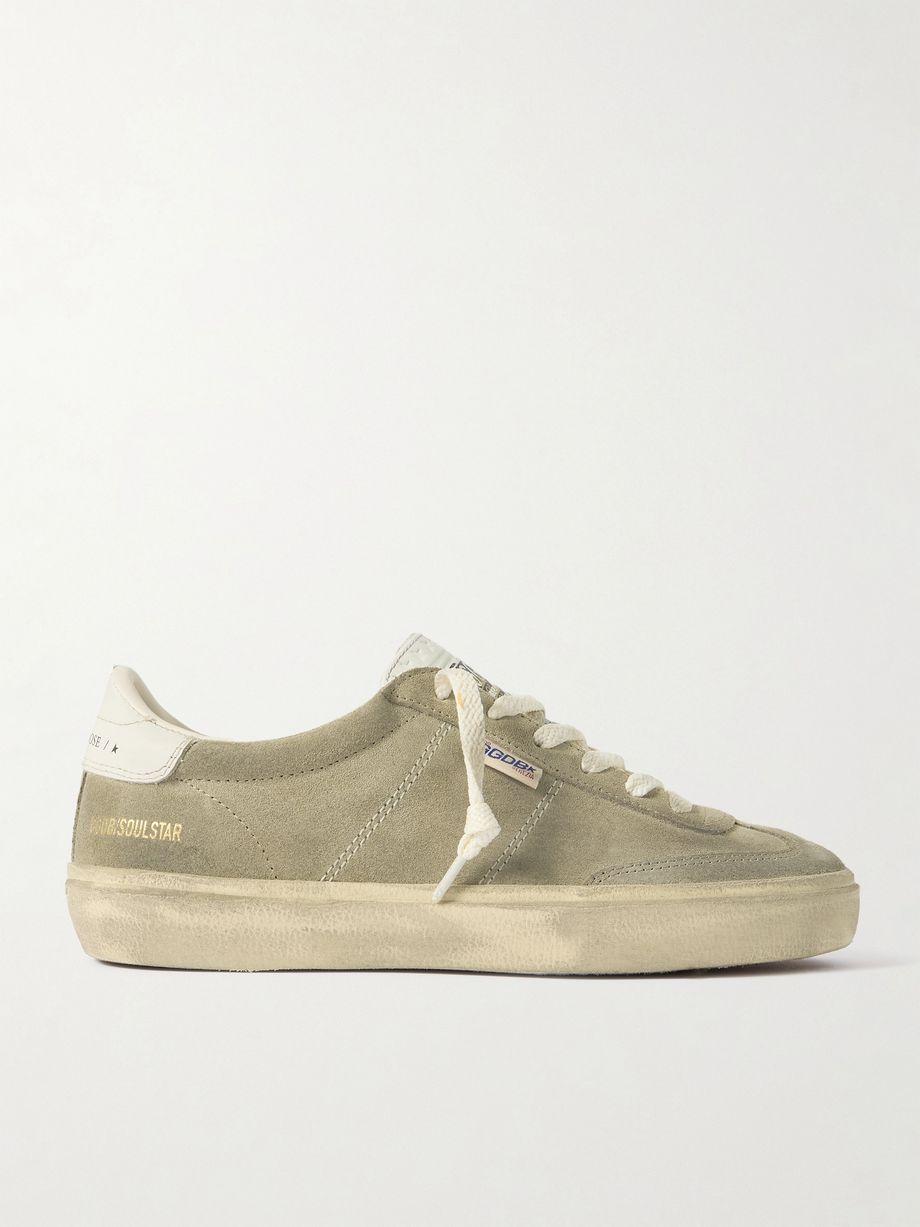 Soul-Star distressed leather-trimmed suede sneakers by GOLDEN GOOSE