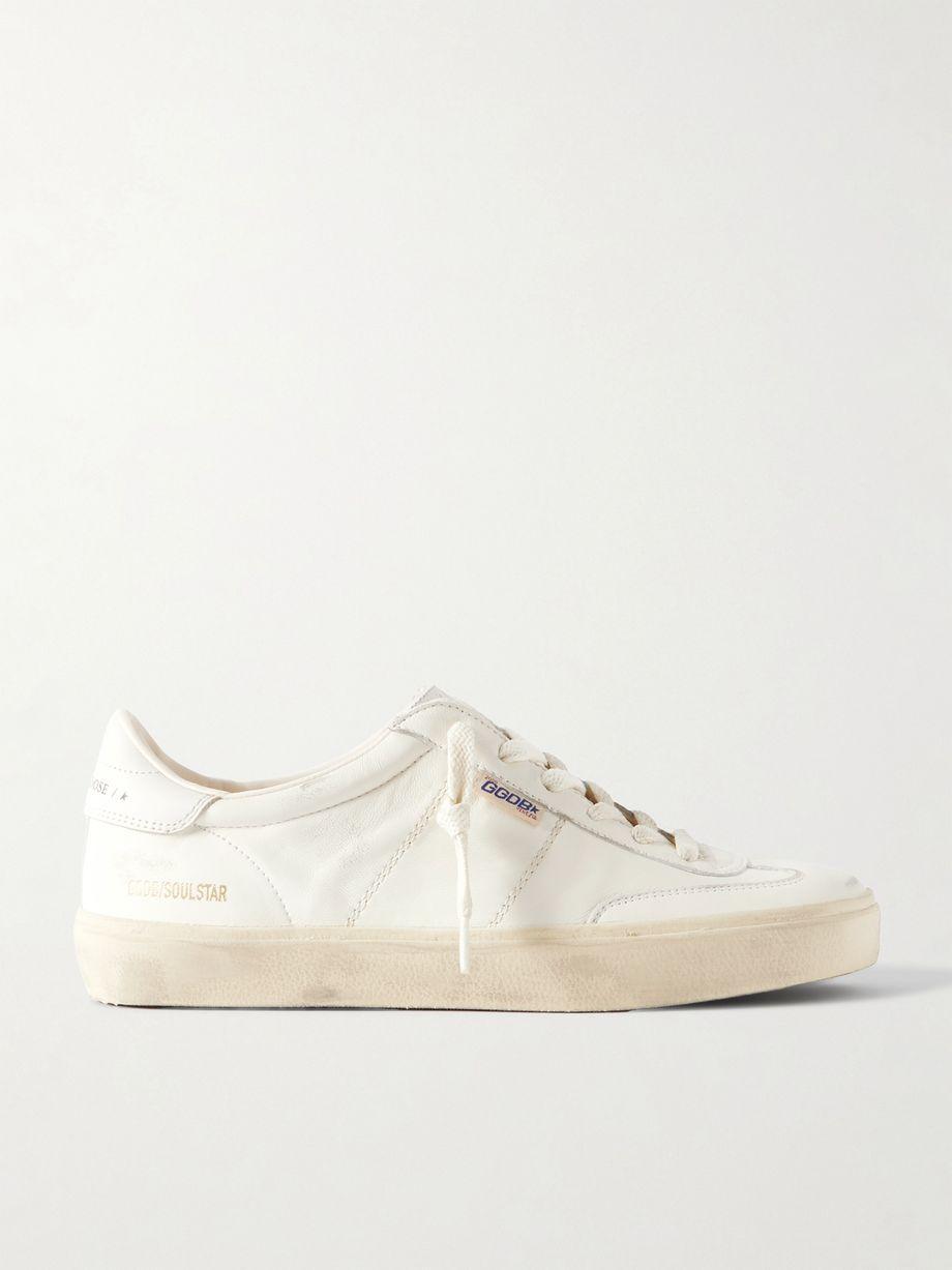 Soul-Star logo-print distressed leather sneakers by GOLDEN GOOSE