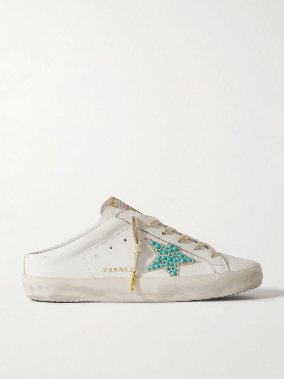 Super-Star Sabot distressed embellished leather slip-on sneakers by GOLDEN GOOSE