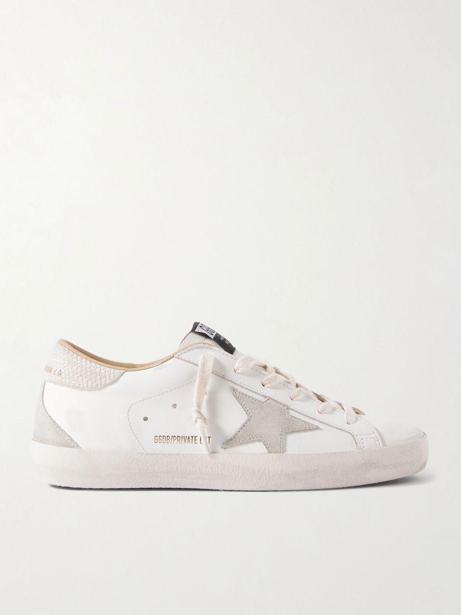 Super-Star distressed suede-trimmed leather sneakers by GOLDEN GOOSE
