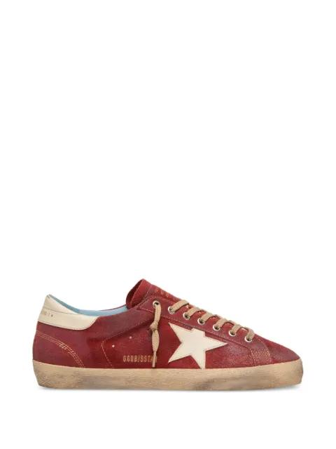 Super-Star in red suede with cream leather star sneakers by GOLDEN GOOSE